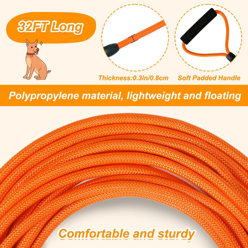 Vivifying Long Dog Leash, 32ft Floating Dog Training Leash, Check Cord Rope Lead with Comfortable Handle for Outside, Hiking, Swimming, Beach and Lake (Orange) - Image 3